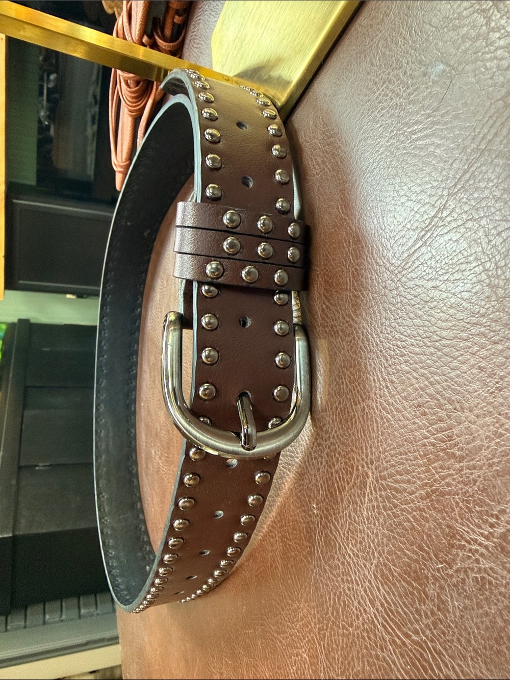 Brown Studded Leather Belt